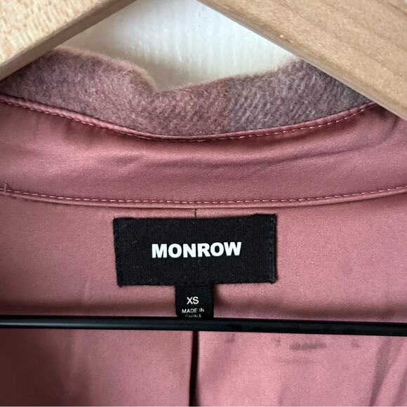 Monrow Pink Plaid Long Shirt Jacket size XS - Picture 4 of 6